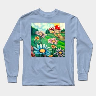 Cottagecore Fairy Toadstool Flower Garden Long Sleeve T-Shirt